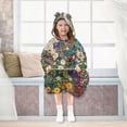 thumbnail image 7 of FORMRS Wearable Blanket Hoodie with Sleeves for Kids Cozy Flannel Sweatshirt, White Floral Garden, 7 of 7