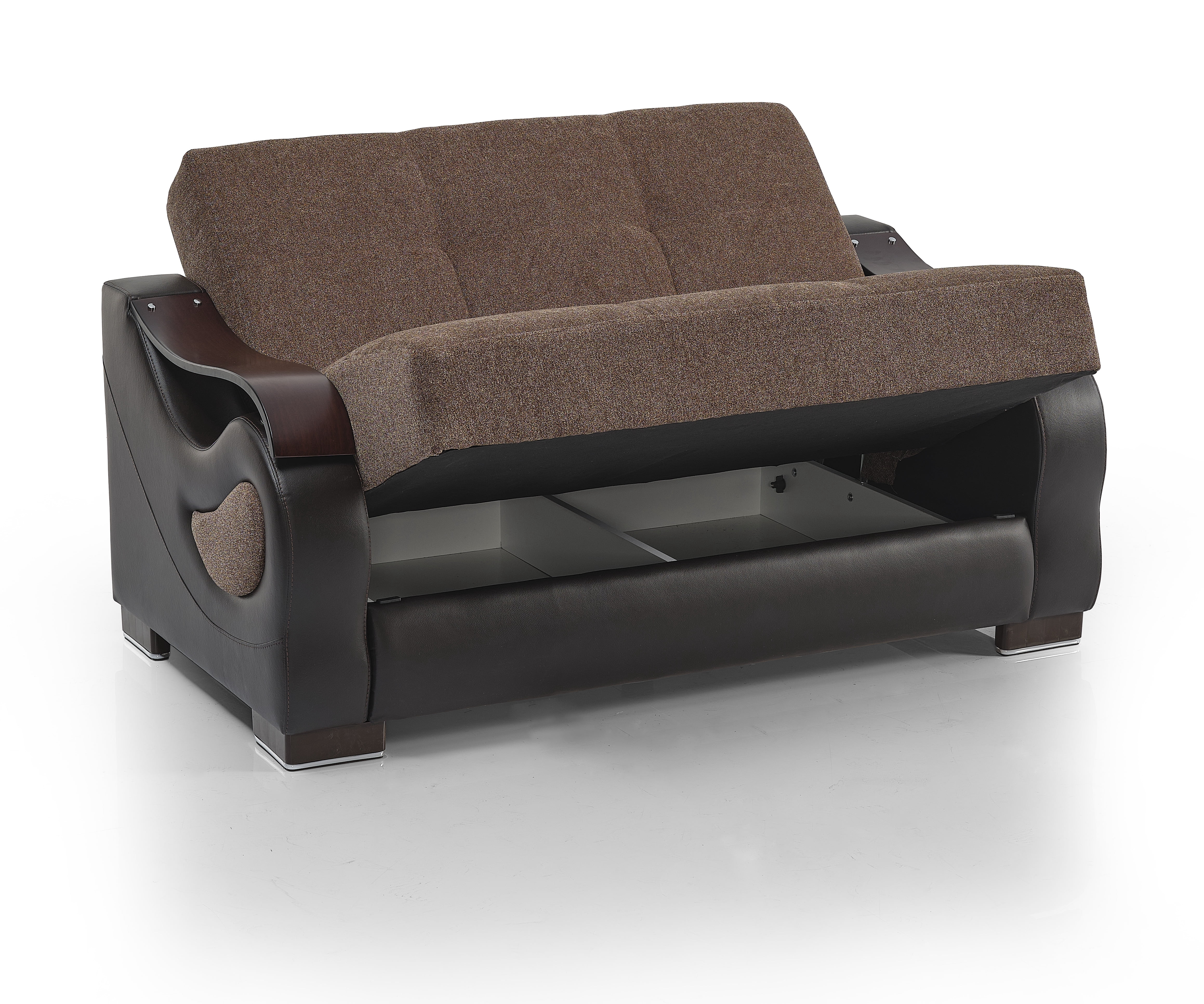 Ottomanson Convertible Sleeper Sofa Bed with Hidden Storage, Firm Comfort Couch, Brown