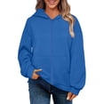 thumbnail image 1 of Yuyuzo Womens Zip up Hoodies Long Sleeve Solid Color Jacket Fall Oversized Sweatshirts with Pockets, 1 of 6