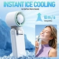 thumbnail image 5 of Portable Handheld Personal Fan with Ice Cooler,199 Speed 5000mAh Rechargeable Desk Fan,20 Hours Cooling Time,15000 RPM Powerful Silent Motor,Summer Essential for Travel/Outdoor/Office,White, 5 of 9