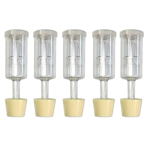 (5 Pack) Three-Piece Airlock and Drilled #6 Stopper