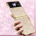 thumbnail image 5 of Electroplated Sparkle Case for Samsung Galaxy Z Flip 4, Shining Glitter Metal Frame Shockproof Slim Cover with CD Pattern Lens Protection for Samsung Galaxy Z Flip 4 Women Girls, Gold, 5 of 7