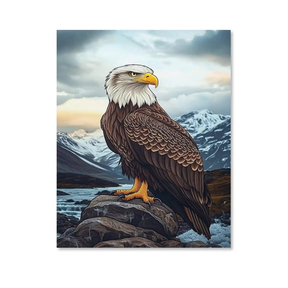 Eagle And Snowy Mountain Animal Series Poster Canvas,Suitable for Home Decoration,Dining Room Decor, Bedroom Art, Wall Decor Living Room, Wall Art, Frameless 12x16inch
