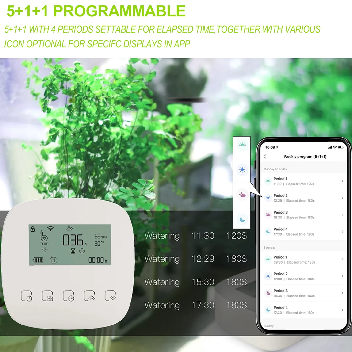 Fylecen Drip Irrigation System, 2 Pumps for Zone Watering, Programmable Weekly Timer, 20 Adjustable Drippers & 35FT Tubing