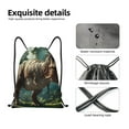 thumbnail image 3 of Kdxio Green Forest Dinosaur Print Drawstring Backpack Bag,Waterproof Draw String Back Sack, Gym Drawstring Bags Swim Bag For Unisex, 3 of 5