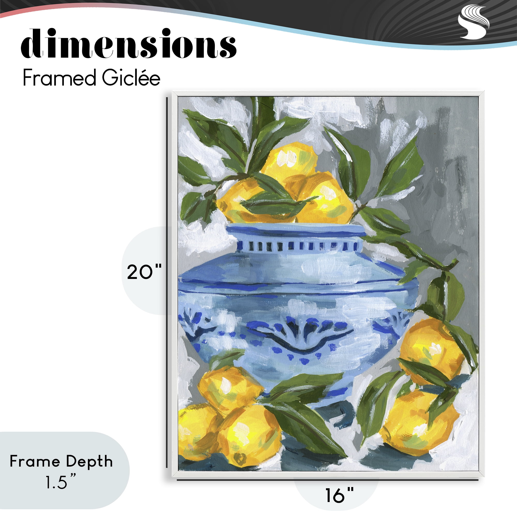 Stupell Industries Indigo & Lemon Vase White Framed Giclee Art, design by Melissa Wang