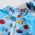 thumbnail image 3 of Hienoo Boys Long Sleeve Zipper One-Piece Swimsuit with Sun Hat Swimwear Sets, Sizes 0-24M, 3 of 5