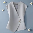 thumbnail image 2 of Plus Size Women's Solid Color Sleeveless Temperament Vest Casual Office Waistcoat Comfy Breathable Work Summer Holiday Outfits | CSEONE,Gray 3XL, 2 of 6