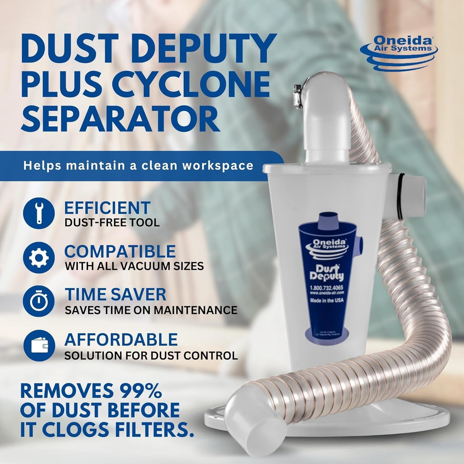 Oneida Air Systems Dust Deputy Plus Cyclone Separator for Shop Vacuum & Reviews Oneida Air Systems Dust Deputy Plus Cyclone Separator for Shop Vacuum & Reviews