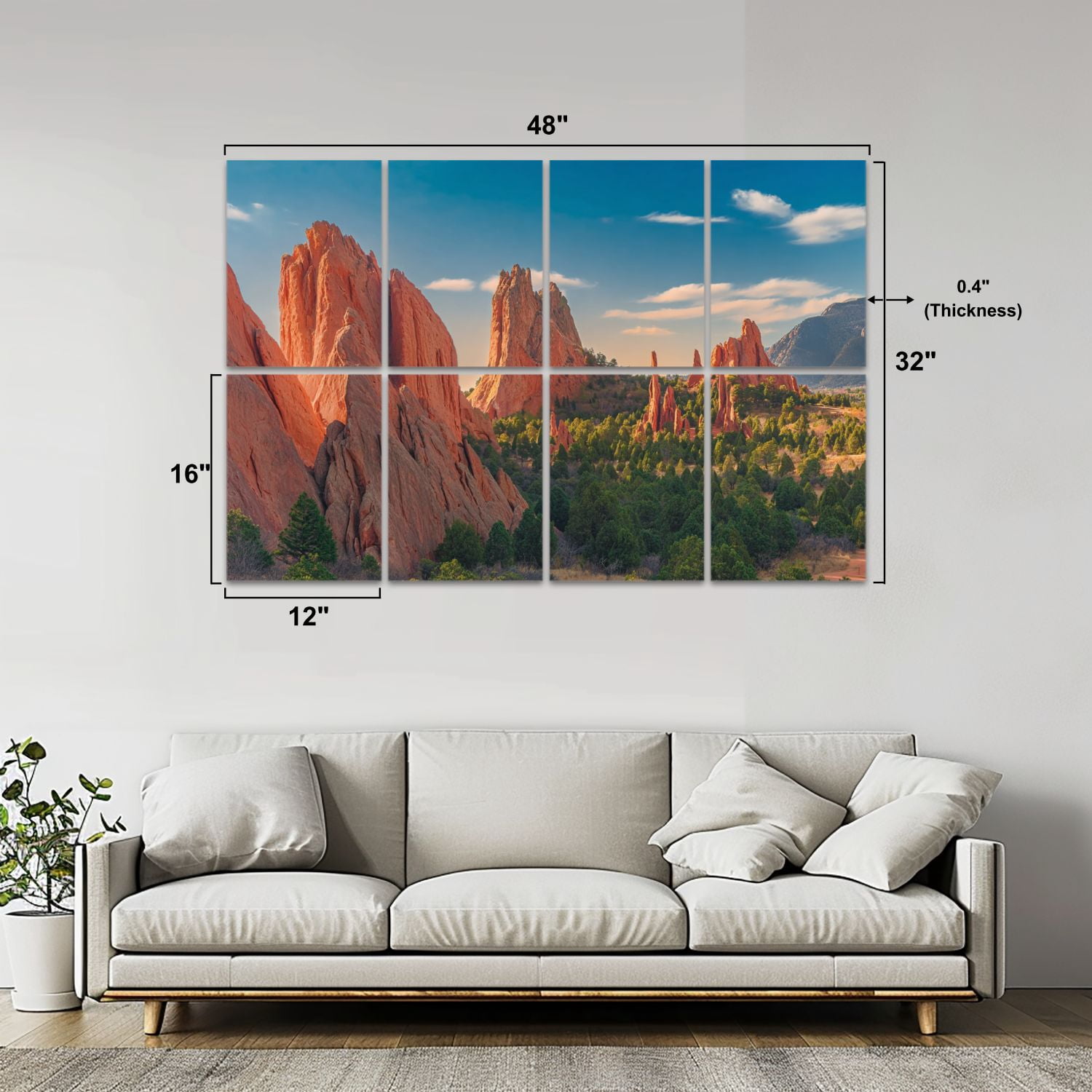 8 Pack Art Acoustic Panels Sound Absorbing Garden Gods Colorado Springs Decorative Soundproof Wall Panels Self Adhesive for Nursery Game Room Bedroom 48"x32"