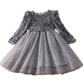 thumbnail image 3 of Esaierr Toddler Girls Sequins Princess Dress Casual Long Sleeve Dresses Baby Spring Autumn Fashionable Splicing Tutu Dress for Kids 2-7 Years Old, 3 of 9