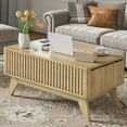 thumbnail image 3 of Lift Top Coffee Table with Hidden Storage, Mid Century Modern Fluted Farmhouse Center Table for Living Room, Wood, 3 of 9