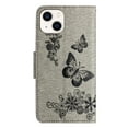 thumbnail image 6 of Compatible With iPhone 15 Plus Wallet Case Full Coverage 360° Protection Dustproof Card Pocket Kickstand Butterfly Pattern Shockproof Magnetic Closure Luxury Folio Phone Cover,Gray, 6 of 8