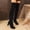 Black, variant on Women's Thigh High Long Boots Over the Knee Block Heel Tie-Top Stretch Shaft Slender High Heel Boot Black 6