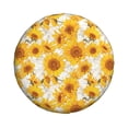 thumbnail image 4 of Spare Tire Cover, White Marble Pattern Sunflower Wheel Cover Tire Covers For Trailers Car Truck Camper Universal Tire Covering Fits Diameter14"-17", 4 of 4