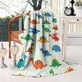 thumbnail image 2 of White Cartoon Dinosaurs Pattern Blanket,Comfortable Soft Flannel Throw Blanket,All Season,Warm Lightweight Blankets for Sofa Bed Couch Living Room Chair,60"x80", 2 of 4