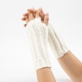 thumbnail image 2 of Vorkoi Knitted Fingerless Gloves for Women Winter Thumbhole Wrist Warmer Men Crochet Arm Warmers Hand Mittens, 2 of 5