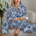 thumbnail image 6 of Naloa Blue Paisley Pattern Vintage Pajamas for Women Set, Womens Pajama Sets, Lounge Sets for Women, 2pjs for Women-Large, 6 of 7
