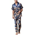 thumbnail image 1 of Pijamas de manga corta para hombre, informales, con cuello vuelto, para estar en casa, 1 of 3