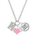 thumbnail image 1 of Delight Jewelry Silvertone Crystal Initial - M - Light Pink Heart Nurse Strong Zoe Necklace, 1 of 4