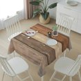 thumbnail image 6 of Farmhouse Beige Brown Table Cloth Waterproof Tablecloths, Vintage Wooden Striped Tablecloth Dining Table Cover for Kitchen Party Tabletop Outdoor, Square Tablecloth 54x54 Inch, 6 of 9