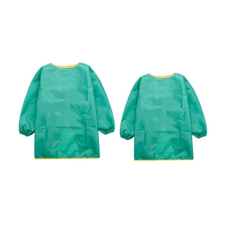 2x Kids Drawing Waterproof Painting Apron For Green