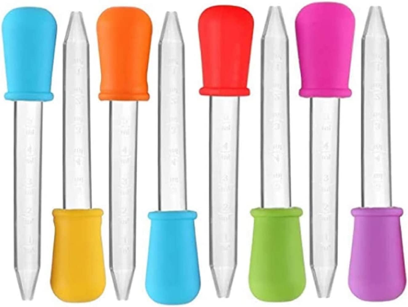 8 Pcs Liquid Droppers, SENHAI Silicone and Plastic Pipettes Transfer  Eyedropper with Bulb Tip for Candy Oil Kitchen Kids Gummy Making - 7 Colors