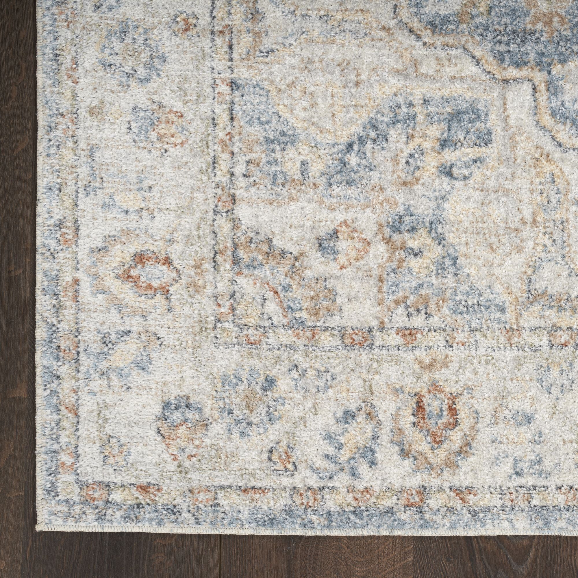 Nourison Astra Machine Washable 2'2" x 12' Denim Multicolor Vintage Indoor Flatweave Rug