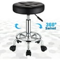 thumbnail image 6 of Round Rolling Stools PU Leather Seat Height Adjustable Swivel Stool with Wheels, 6 of 6