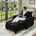 thumbnail image 4 of Lunale Oversized Lounge Chair & Ottoman Set - 45.5" Cloud Corduroy Accent Armchair with USB/Cup Holder for Modern Living/Bedroom, Black, 4 of 8