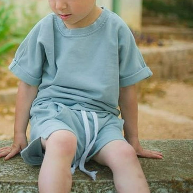 MesaSe Bambin Bébé Garçons 2PCS Shorts Ensembles Manches Courtes Col Rond Tops Cordon Shorts Ensembles Tenues d'Été