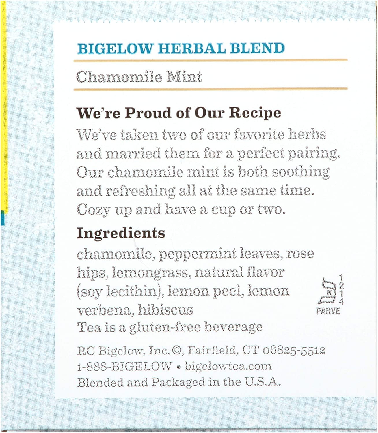 Bigelow Tea Herbal Tea Caffeine Free Chamomile Mint -- 20 Tea Bags Pack of 4