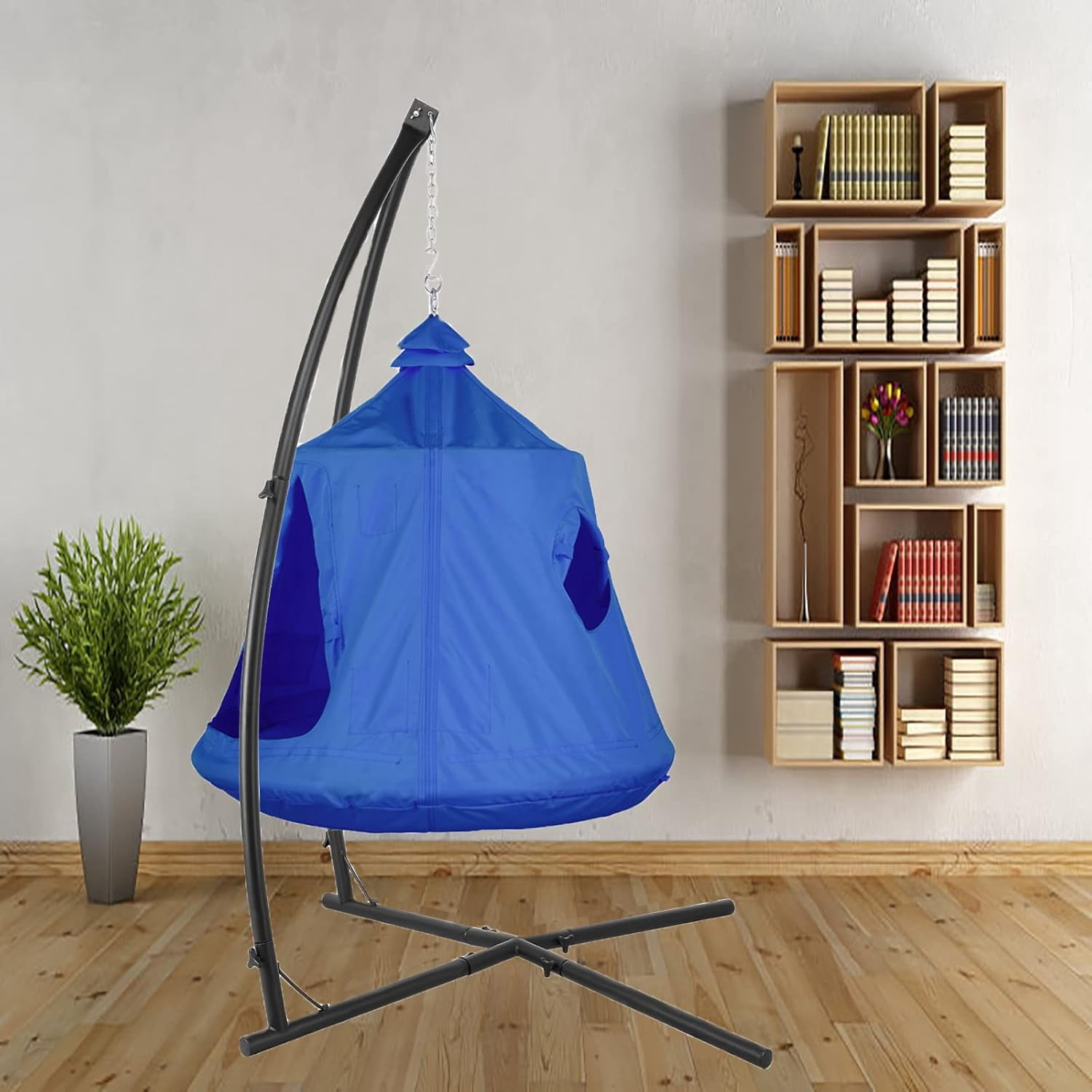Arlopu Hammock Chair Stand with Swing Chair, Hanging Tree Tent with Steel Stand Combo Set, Play House Tree Tent with Steel Frame for Indoor Outdoor Use