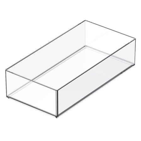 8" x 4" Clear Stacking Storage Tray by Simply Tidy - Slim & Stackable Plastic Organizer Bin for Desk - Office & Craft Supplies - 1 Pack