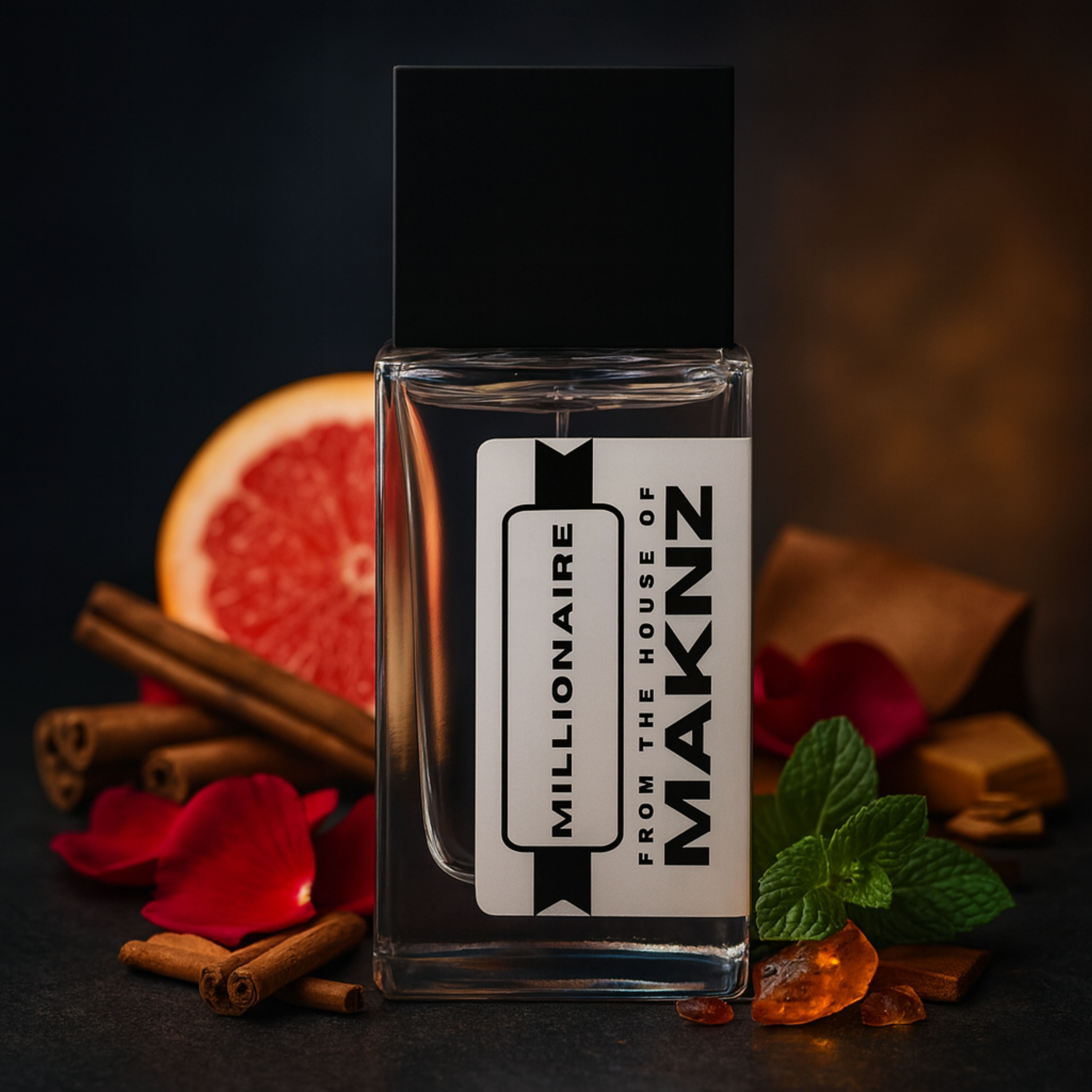 MAKNZ Millionaire Eau de Parfum, Inspired by One Million, Cologne for Men, 1.7 oz / 50ml – Cinnamon, Citrus, Amber, Woody, Leather, Rose, Spicy