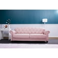 thumbnail image 1 of Roll-up arm double armrest backrest with buttons 81.9" pink velvet living room apartment studio sofa, 1 of 9