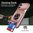 thumbnail image 2 of ELEHOLD for iPhone 17 Rugged Hard Case with Metal Ring Holder Kickstand Work with Magnetic Car Mount Hidden Card Slot Pocket Shockproof Protective Cover,Rosegold, 2 of 7