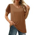 thumbnail image 3 of MOSHU Summer Womens Tops Dressy V Neck Blouses for Women Swiss Dot Puff Sleeve Shirts, 3 of 8
