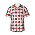 thumbnail image 1 of Fotbe Red and black argyle Camisa Hawaiana para Hombre Unisex – Camisa Casual de Verano con Botones de Manga Corta de Algodón y Lino,X-Large, 1 of 7