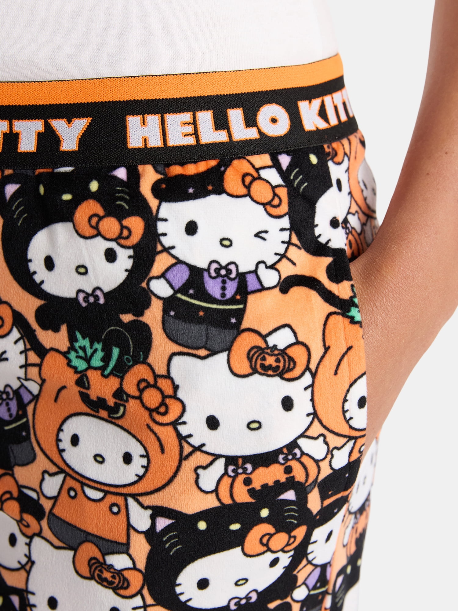 Hello Kitty Women's and Women's Plus Halloween Velour Sleep Pants, Sizes XS-3X