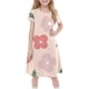 thumbnail image 3 of Girls Summer Sundress Floral Print A-Line Dress Short Sleeve Soft Flowers Casual Summer Outfit for Kids ,Sie:130, 3 of 7