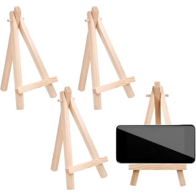 EDOBLUE 4Pcs Pine Mini Easel Tripod Wedding Table Booth Display Stand is Used to Display Wedding Business Cards, Painting Craft Drawings, Photo Numbers and Place Names Booth Display Stand