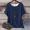thumbnail image 2 of Plebaso Hauts d'Été pour Femmes Manches Courtes Col Rond T-Shirts Confortables Blouses Amples pour Femmes, 2 of 5