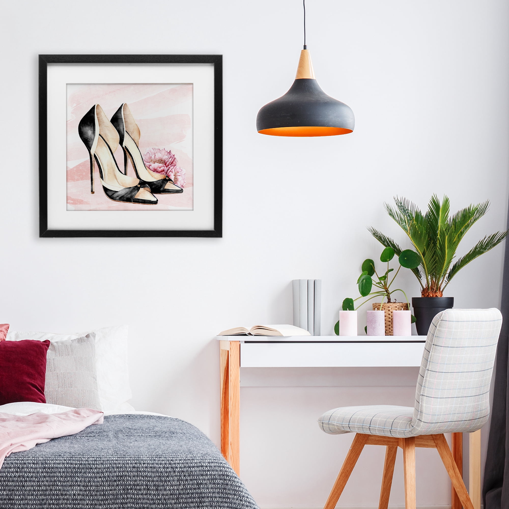 Stupell Industries Blush Glam Time Shoes Black Framed Print Under Glass, design by Kim Allen