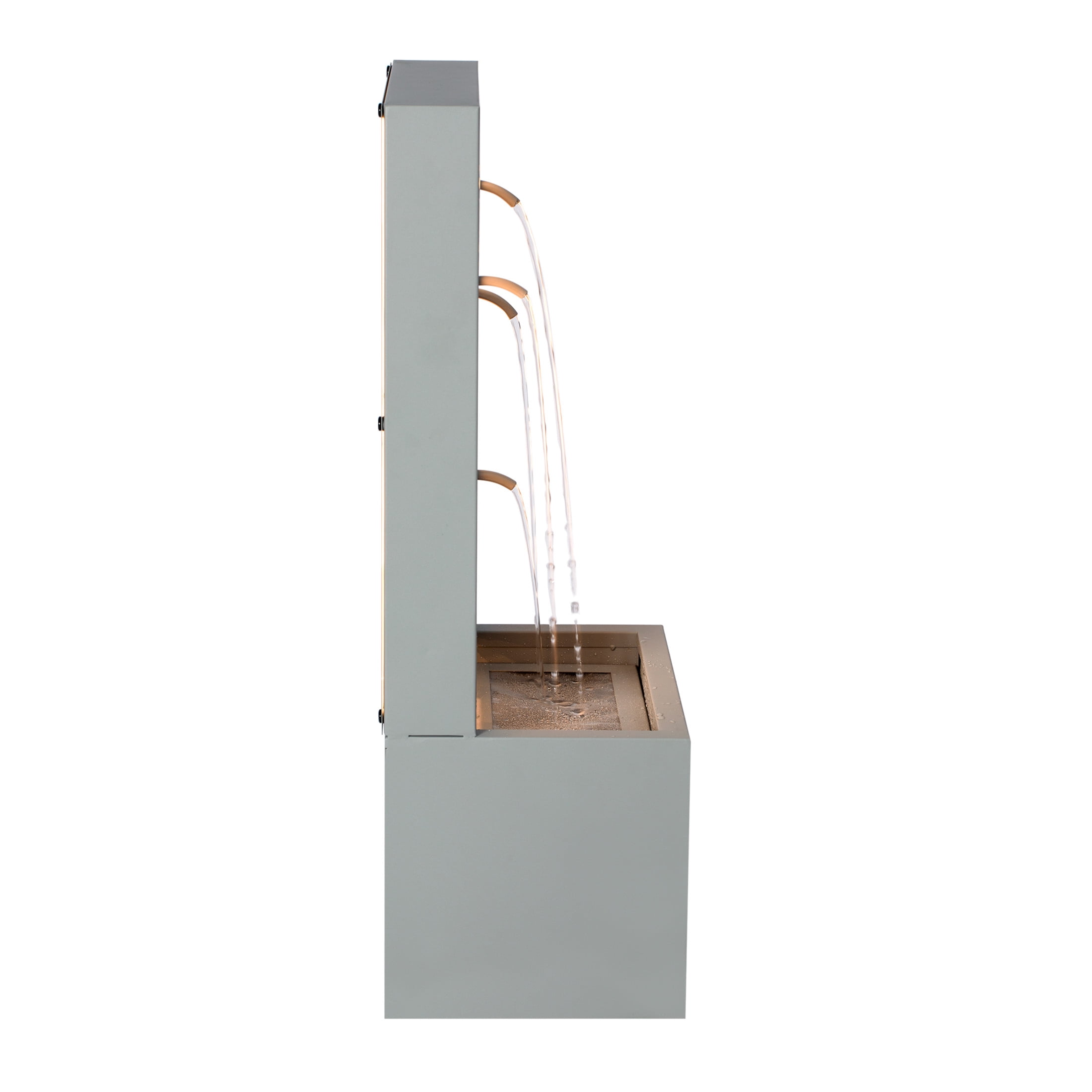 Christopher Knight Home 30.71" Outdoor Fountain with LED Lights, Leaf Cutout Water Wall Feature, Light Gray