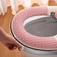 thumbnail image 4 of Tapa de asiento de inodoro con cremallera rosa con asa, tapa de asiento de inodoro con bordado para el hogar, tapa de asiento de inodoro con bordado, tapa de asiento de inodoro con asa, 4 of 6