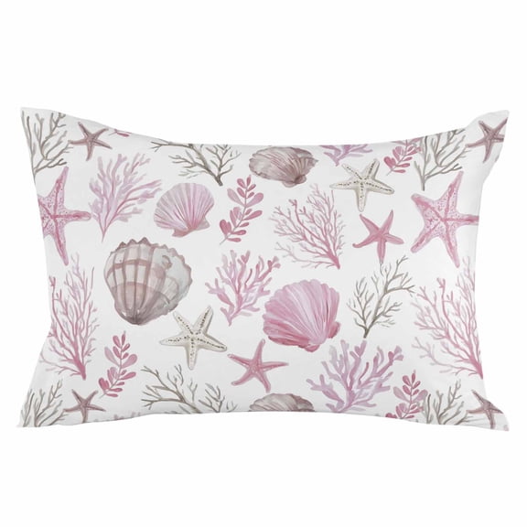 Pink Coastal Throw Pillow Cover 20 x 26 Inch Decorative Pillow Cover Beach Nautical Starfish Coral Seashells Lumbar Pillowcase Seasonal Rectangle Cushion Case for Couch Sofa Bed Living Room