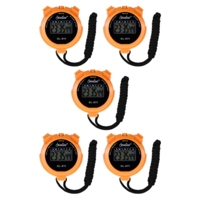 Maoww Orange Precise Timing Handheld Sports Stop Watch With Digital Display High Accuracy ABS Easy 5Set