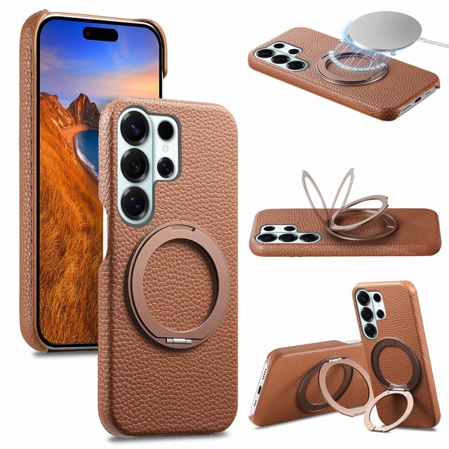 Funda FOXDOCK para Samsung Galaxy S26 Ultra con soporte 360°, protección avanzada y magnetismo-marrón