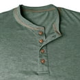 thumbnail image 6 of Men's Regular-Fit Short-Sleeve Cotton Henley T-Shirt with 4 Button Size 3XL Green, 6 of 7
